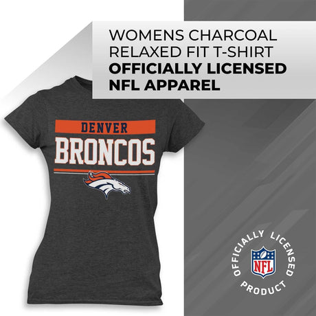 NFL Women'S Team Block plus Sized Relaxed Fit T-Shirt - Charcoal Tagless Tee - Perfect Comfort & Style