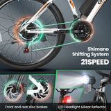 500W Electric Bike 26" Electric Bicycle for Adults Max 19.8Mph Cruise Control System Ebike, Mountain Bike with Removable 48V 375Wh Lithium-Ion Battery, 21 Speed E Bicycle for Man Woman UL2849
