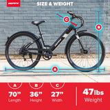 27.5" Cadence 36V Adult Electric Comfort Bike, Fits Riders 5'0"+, Gray, Unisex