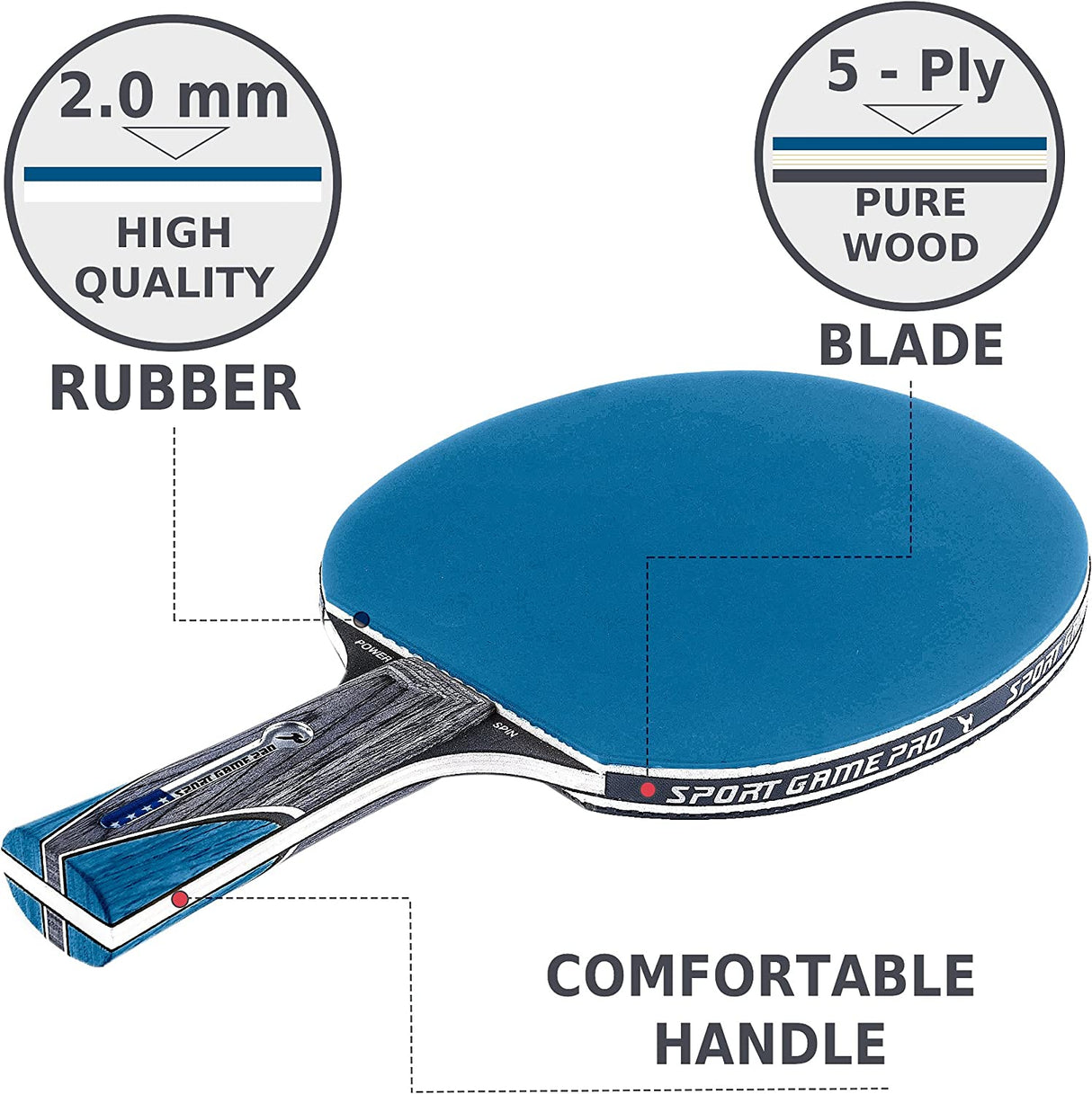 Ping Pong Paddle with Killer Spin + Case for Free - Professional Table Tennis Racket for Beginner and Advanced Players - Improve Your Ping Pong Skills with JT Ping Pong Paddle Set