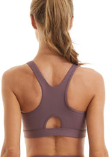Womens Sports Bra with Zip Closure and Racerback,Wireless Bras,Four-Way Stretch Fabric with Removable Padded