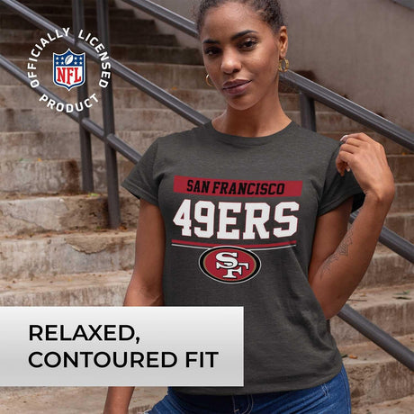 NFL Women'S Team Block plus Sized Relaxed Fit T-Shirt - Charcoal Tagless Tee - Perfect Comfort & Style