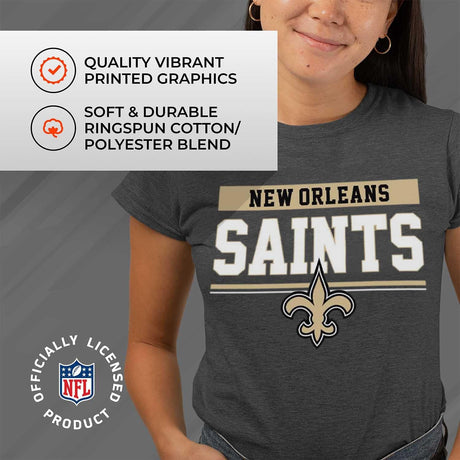 NFL Women'S Team Block plus Sized Relaxed Fit T-Shirt - Charcoal Tagless Tee - Perfect Comfort & Style