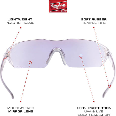 Lightweight Adult Sport Baseball Sunglasses Durable Mens, Scratch Resistant - White Blue Mirror