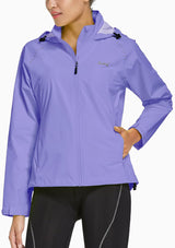 Women'S Rain Jackets Waterproof Windbreaker Packable Running Lightweight Cycling Jacket Reflective Hooded