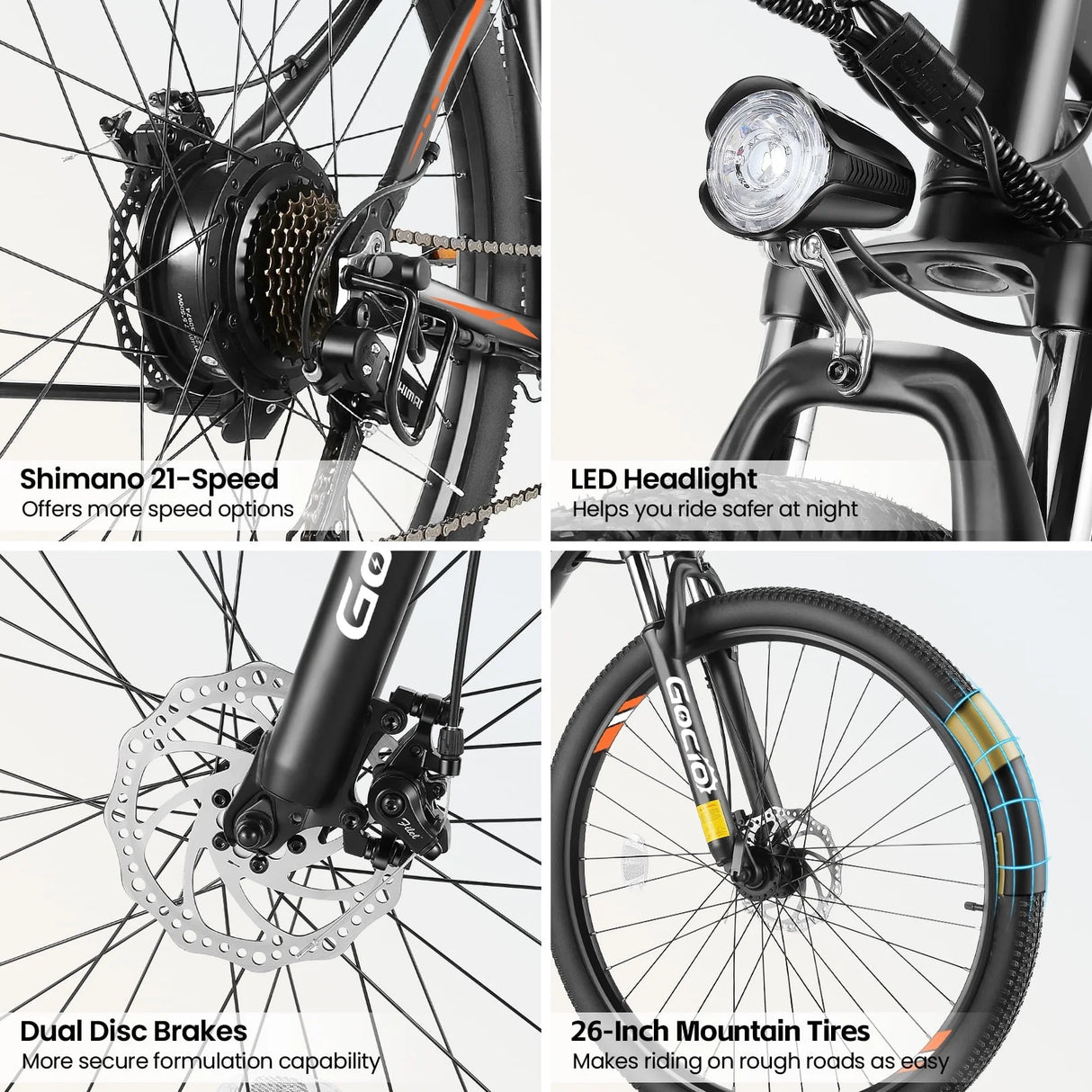 26" Electric Bike, 350W Electric Bike for Adults 19.8MPH Electric Mountain Bike, LCD, Lockable Suspension Fork, 374.4Wh 36V Battery UL2849, 21-Speed Mountain E-Bikes Adult Electric Bicycle