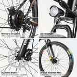 26" Electric Bike, 350W Electric Bike for Adults 19.8MPH Electric Mountain Bike, LCD, Lockable Suspension Fork, 374.4Wh 36V Battery UL2849, 21-Speed Mountain E-Bikes Adult Electric Bicycle