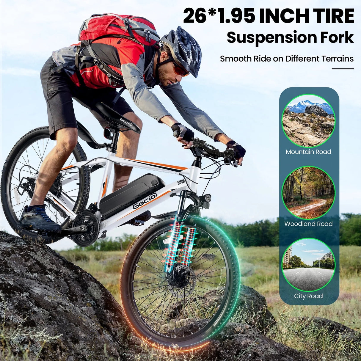 500W Electric Bike 26" Electric Bicycle for Adults Max 19.8Mph Cruise Control System Ebike, Mountain Bike with Removable 48V 375Wh Lithium-Ion Battery, 21 Speed E Bicycle for Man Woman UL2849