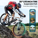 500W Electric Bike 26" Electric Bicycle for Adults Max 19.8Mph Cruise Control System Ebike, Mountain Bike with Removable 48V 375Wh Lithium-Ion Battery, 21 Speed E Bicycle for Man Woman UL2849