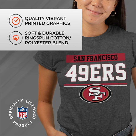 NFL Women'S Team Block plus Sized Relaxed Fit T-Shirt - Charcoal Tagless Tee - Perfect Comfort & Style
