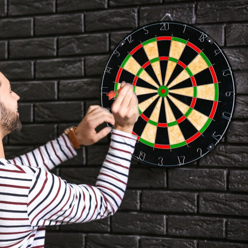 Bristle Dart Board, Tournament Sized Indoor Hanging Number Target Game for Steel Tip Darts- Dartboard with Mounting Hardware by