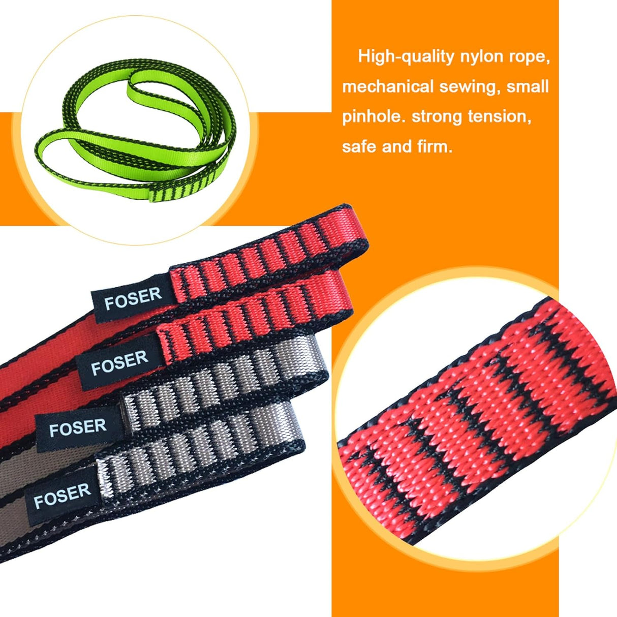 18Mm Nylon Climbing Sling Runner, 23KN Nylon Rope,Apply to Rock Climbing, Mountaineering, Hiking, Downhill, Emergency Equipment, Etc