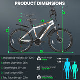 500W Electric Bike 26" Electric Bicycle for Adults Max 19.8Mph Cruise Control System Ebike, Mountain Bike with Removable 48V 375Wh Lithium-Ion Battery, 21 Speed E Bicycle for Man Woman UL2849