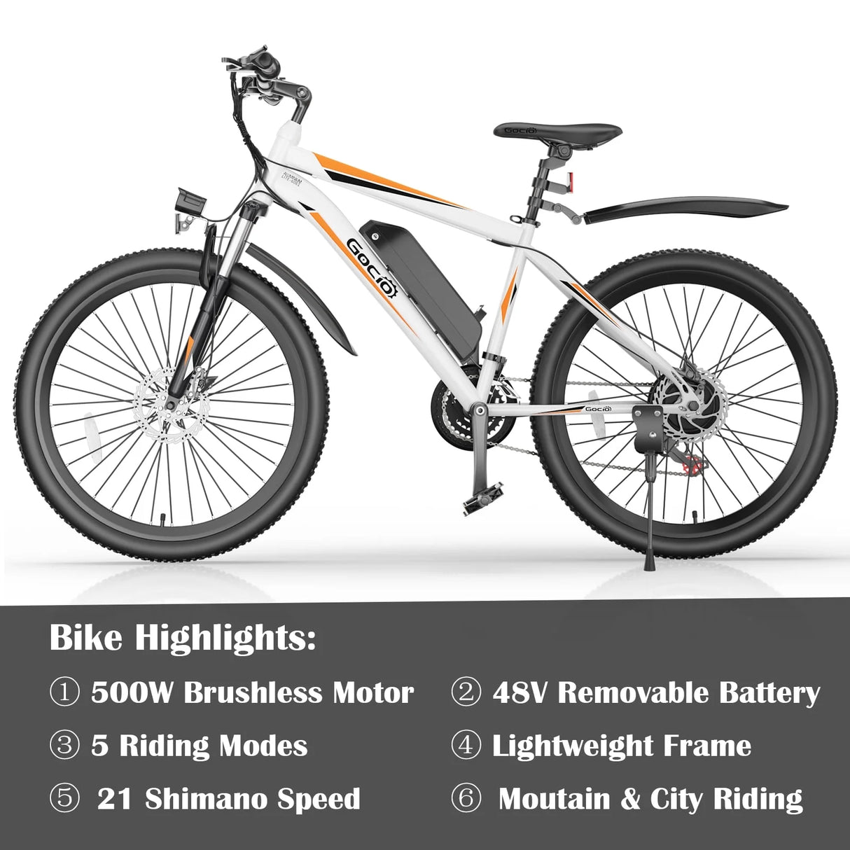 500W Electric Bike 26" Electric Bicycle for Adults Max 19.8Mph Cruise Control System Ebike, Mountain Bike with Removable 48V 375Wh Lithium-Ion Battery, 21 Speed E Bicycle for Man Woman UL2849