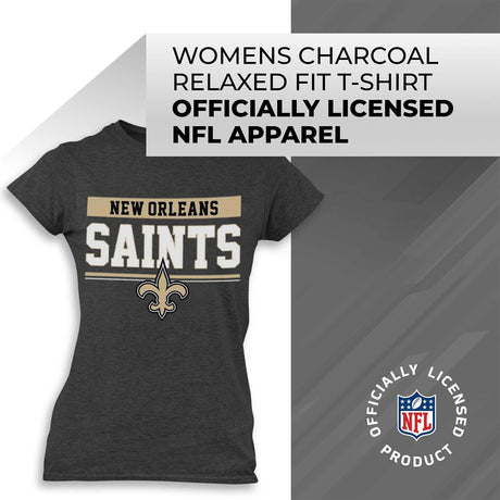 NFL Women'S Team Block plus Sized Relaxed Fit T-Shirt - Charcoal Tagless Tee - Perfect Comfort & Style