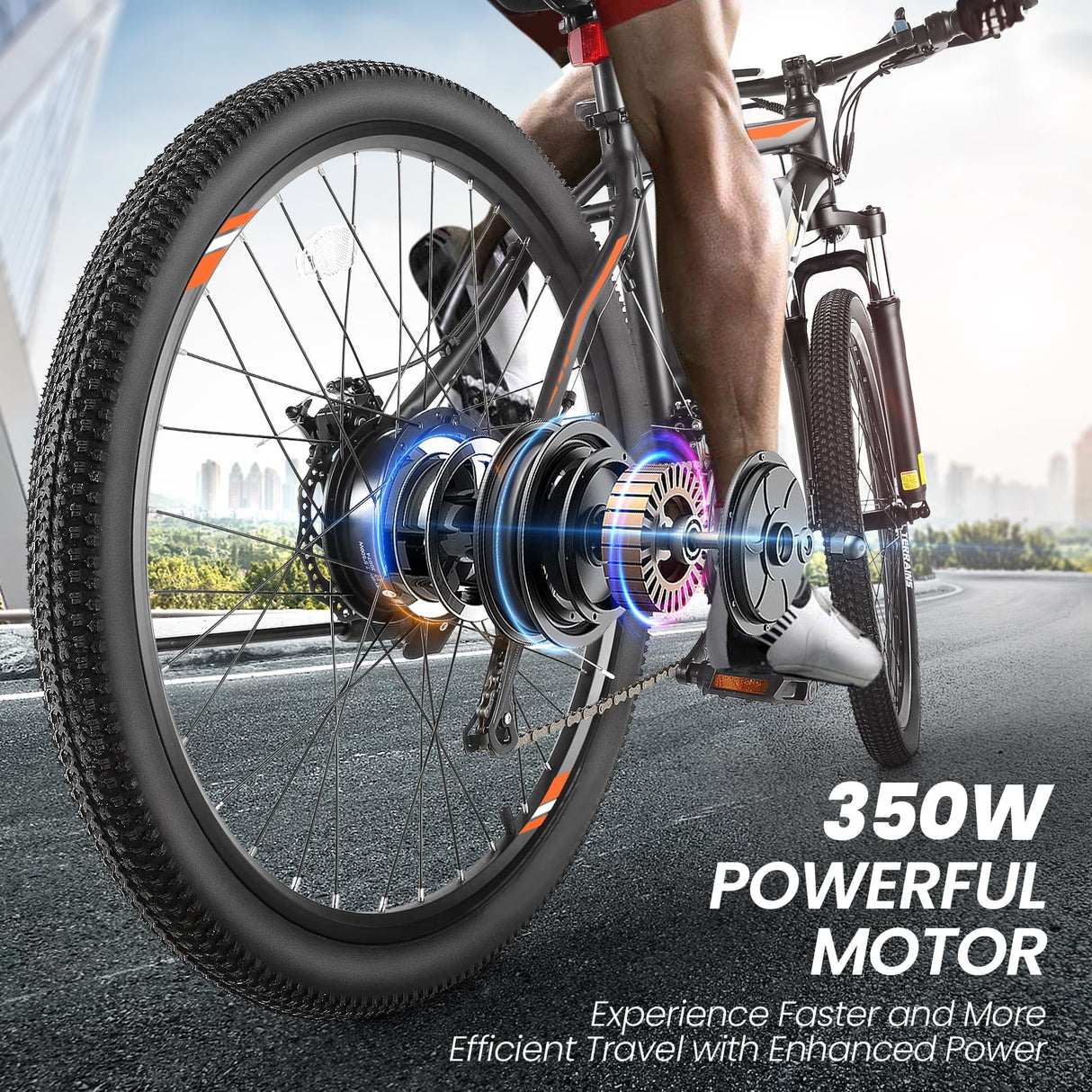 26" Electric Bike, 350W Electric Bike for Adults 19.8MPH Electric Mountain Bike, LCD, Lockable Suspension Fork, 374.4Wh 36V Battery UL2849, 21-Speed Mountain E-Bikes Adult Electric Bicycle