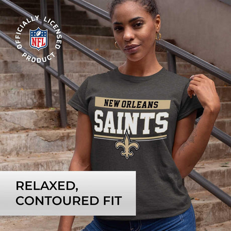 NFL Women'S Team Block plus Sized Relaxed Fit T-Shirt - Charcoal Tagless Tee - Perfect Comfort & Style