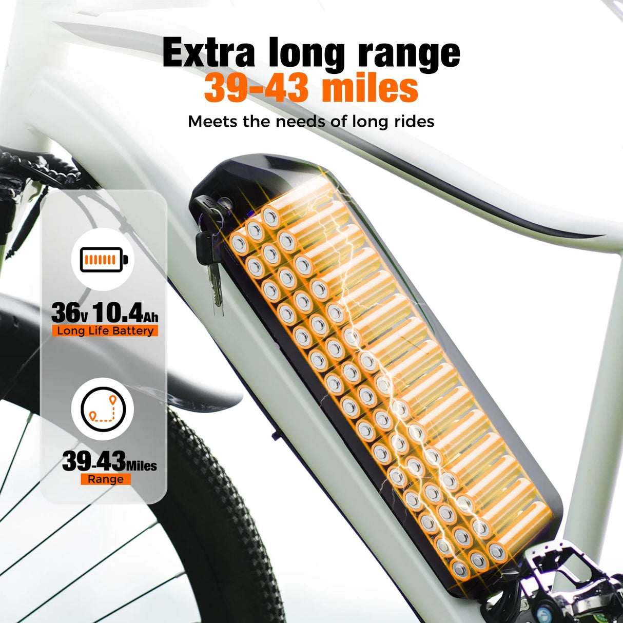 500W Electric Mountain Bike -50Miles 20MPH Speed All-Terrain E-Bike with 330Lbs Capacity, UL Certified, Perfect Gift for Adults,White