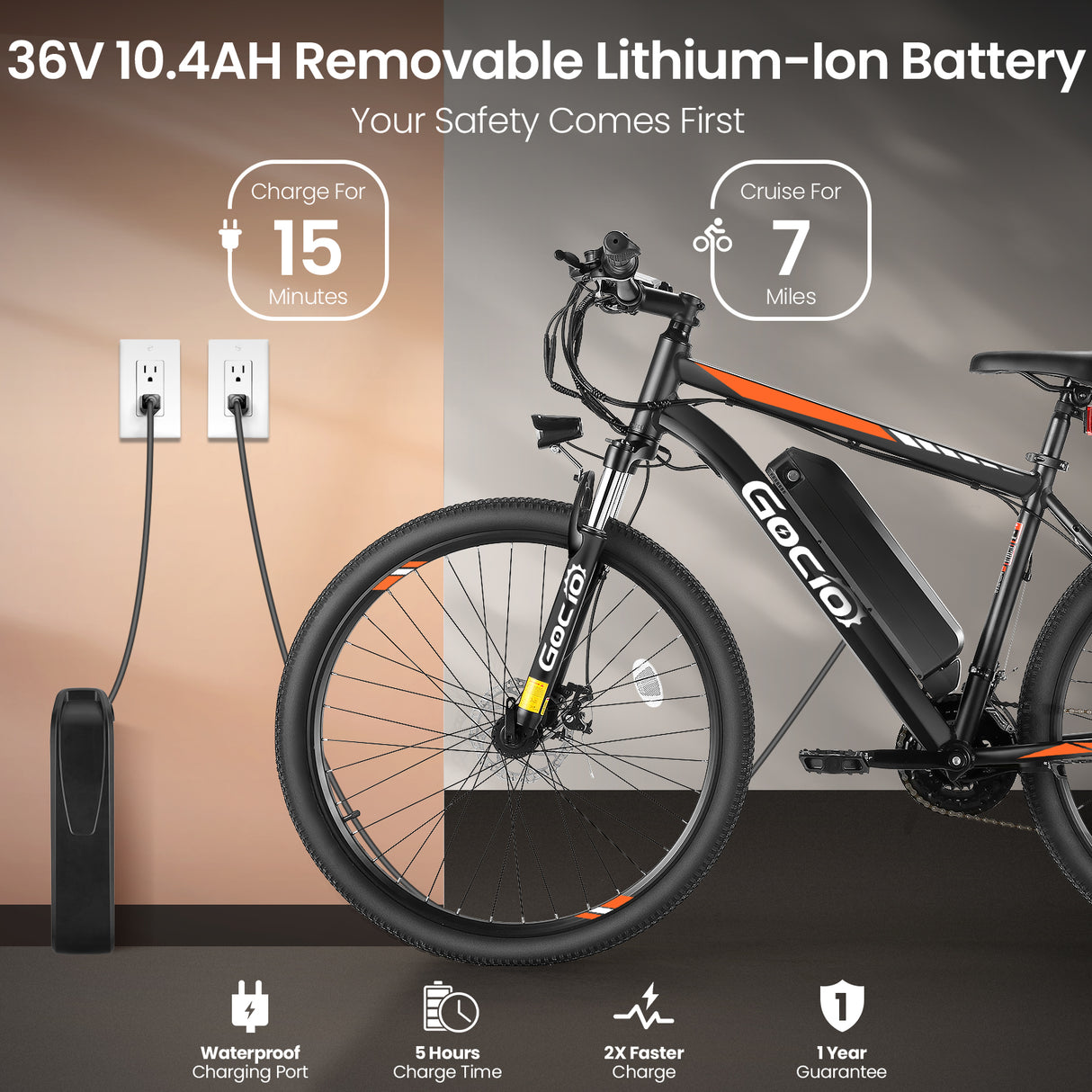 26" Electric Bike, 350W Electric Bike for Adults 19.8MPH Electric Mountain Bike, LCD, Lockable Suspension Fork, 374.4Wh 36V Battery UL2849, 21-Speed Mountain E-Bikes Adult Electric Bicycle