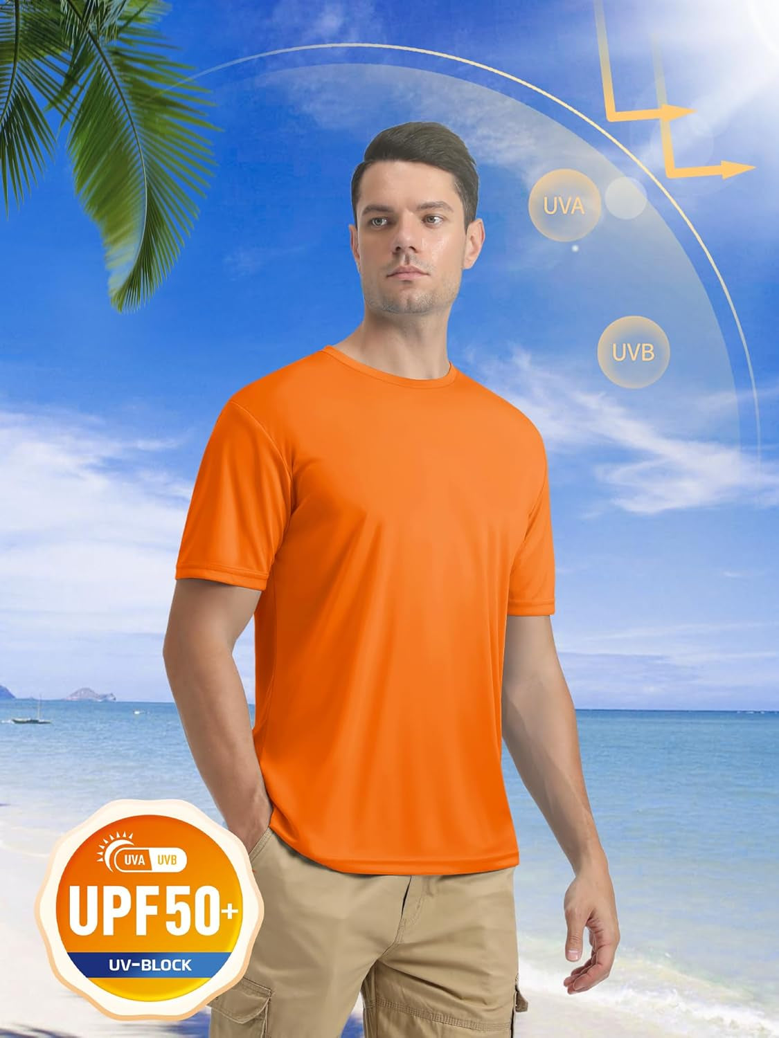 Men'S Short Sleeve UPF 50+ T-Shirt Quick Dry Rash Guard Athletic Running Swim Top Tee Performance Water Shirts