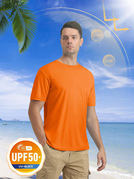 Men'S Short Sleeve UPF 50+ T-Shirt Quick Dry Rash Guard Athletic Running Swim Top Tee Performance Water Shirts