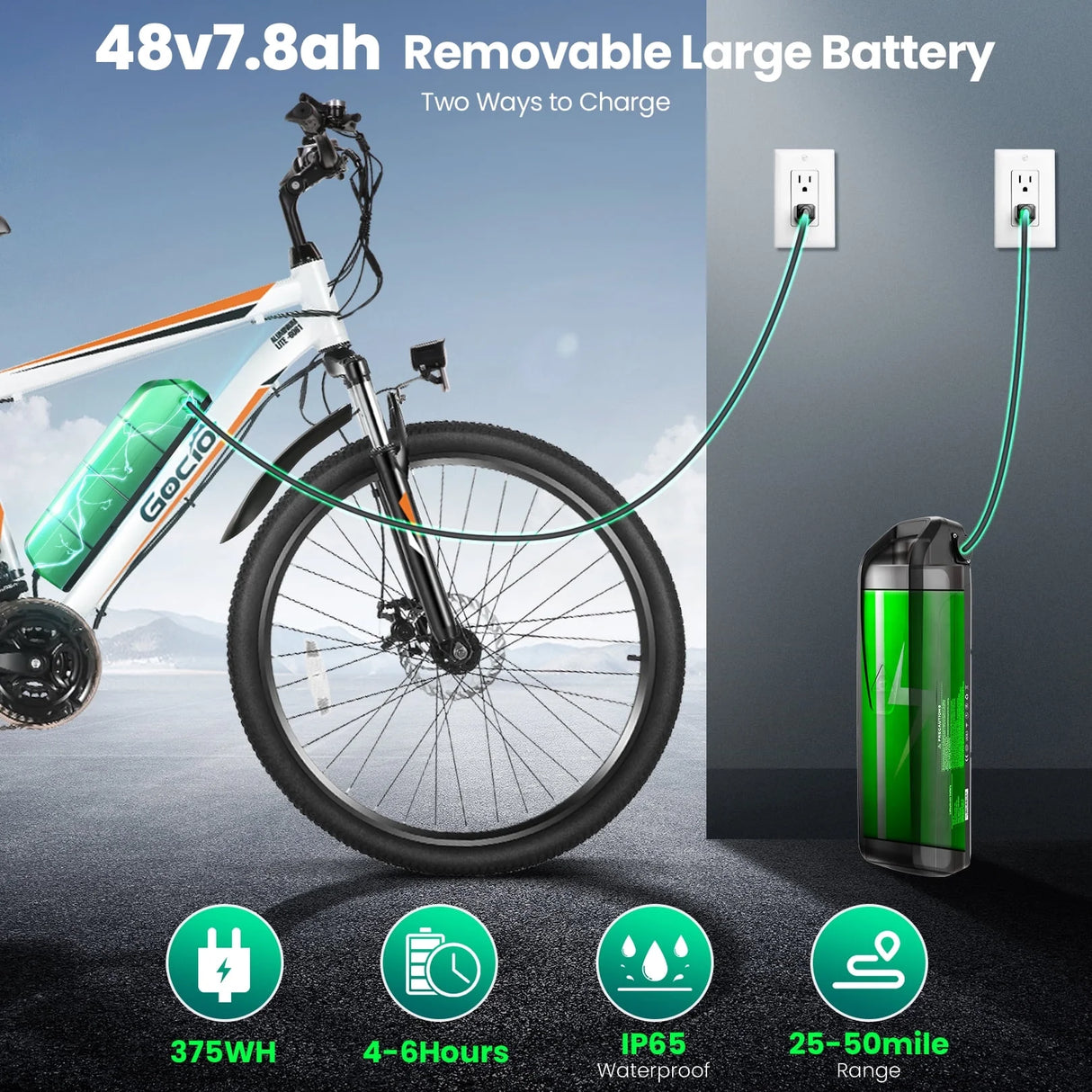 500W Electric Bike 26" Electric Bicycle for Adults Max 19.8Mph Cruise Control System Ebike, Mountain Bike with Removable 48V 375Wh Lithium-Ion Battery, 21 Speed E Bicycle for Man Woman UL2849
