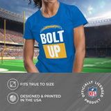 NFL Womens Team Slogan Short Sleeve Tshirt, Official Apparel, Tagless Shirt with Contour Fit for Women