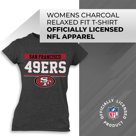 NFL Women'S Team Block plus Sized Relaxed Fit T-Shirt - Charcoal Tagless Tee - Perfect Comfort & Style