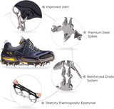 Crampons Ice Cleats Traction Snow Grips for Boots Shoes Women Men anti Slip 19 Stainless Steel Spikes Safe Protect for Hiking Fishing Walking Climbing Mountaineering