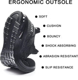 Women'S Air Running Shoes Breathable Athletic Tennis Shoes Sport Walking Sneakers Black 10