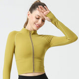 Women'S Zip up Lightweight Workout Athletic Crop Jacket Running Sports Yoga Cropped Top Seamless Fitted Activewear