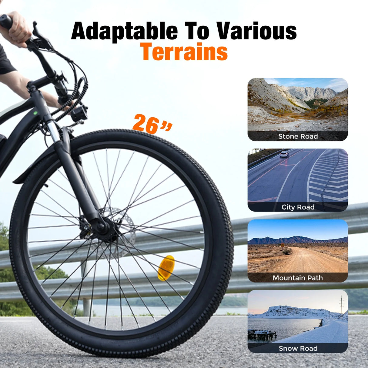 500W Electric Mountain Bike -50Miles 20MPH Speed All-Terrain E-Bike with 330Lbs Capacity, UL Certified, Perfect Gift for Adults,White