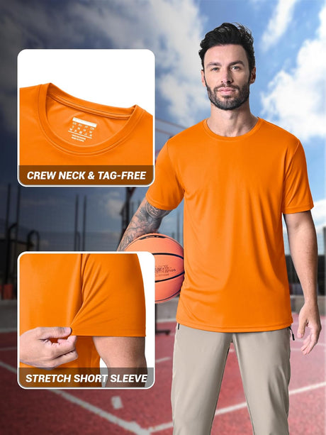 Men'S Short Sleeve UPF 50+ T-Shirt Quick Dry Rash Guard Athletic Running Swim Top Tee Performance Water Shirts