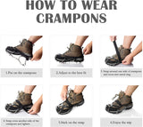 Crampons Ice Cleats Traction Snow Grips for Boots Shoes Women Men anti Slip 19 Stainless Steel Spikes Safe Protect for Hiking Fishing Walking Climbing Mountaineering