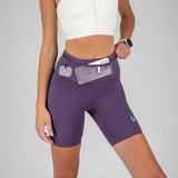 FLIPBELT Women'S Ouray Compression Short Solid Aqua Coating High-Waist Fit with 360° Storage & Dual Side Pockets for Marathon Performance