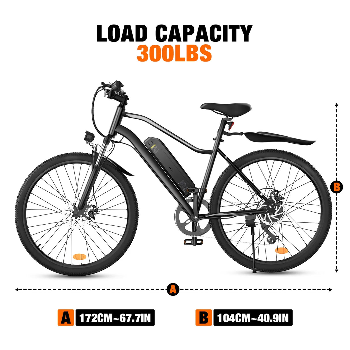 500W Electric Mountain Bike -50Miles 20MPH Speed All-Terrain E-Bike with 330Lbs Capacity, UL Certified, Perfect Gift for Adults,White