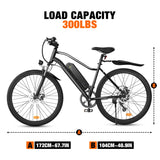 500W Electric Mountain Bike -50Miles 20MPH Speed All-Terrain E-Bike with 330Lbs Capacity, UL Certified, Perfect Gift for Adults,White