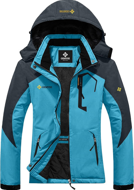 Women'S Ski Snow Jacket Warm Winter Waterproof Coat Snowboard Rain Jacket Hooded Windproof Windbreaker