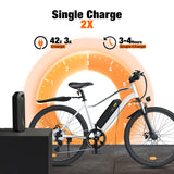 500W Electric Mountain Bike -50Miles 20MPH Speed All-Terrain E-Bike with 330Lbs Capacity, UL Certified, Perfect Gift for Adults,White