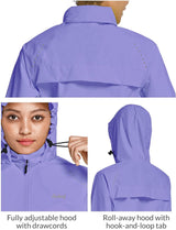 Women'S Rain Jackets Waterproof Windbreaker Packable Running Lightweight Cycling Jacket Reflective Hooded